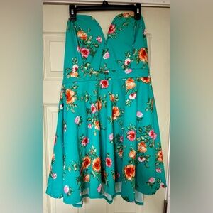 Curvy Sense teal strapless dress size 2X
